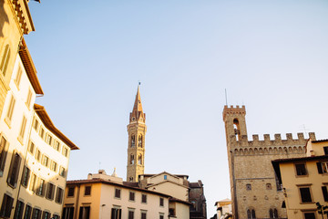 Obraz premium Beautiful houses and old town hall at Florence.