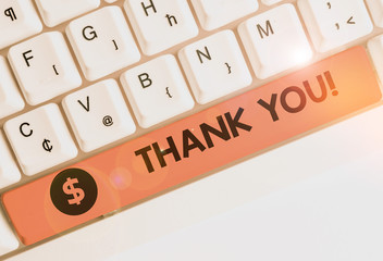 Handwriting text writing Thank You. Conceptual photo polite expression used when acknowledging gift...