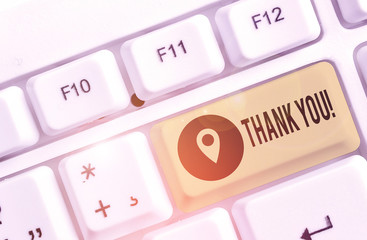 Conceptual hand writing showing Thank You. Concept meaning polite expression used when...