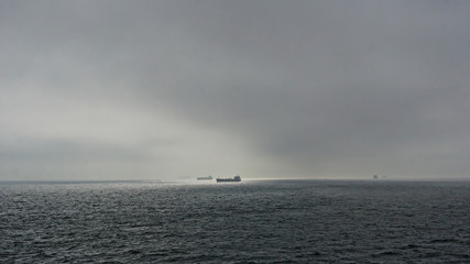Obraz premium A break in the storm at sea.