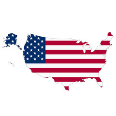 United States of America map on white background with clipping path