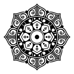 Decorative hand-drawn round pattern in the form of a mandala