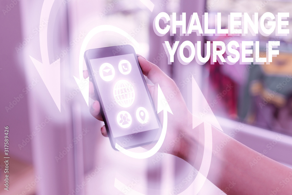Poster handwriting text writing challenge yourself. conceptual photo opportunity to be part of something bi