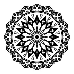 Decorative hand-drawn round pattern in the form of a mandala