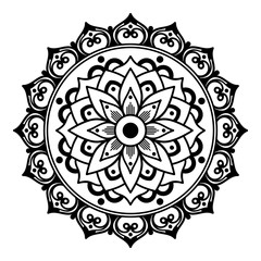 Decorative hand-drawn round pattern in the form of a mandala
