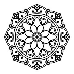 Decorative hand-drawn round pattern in the form of a mandala
