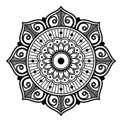 Decorative hand-drawn round pattern in the form of a mandala