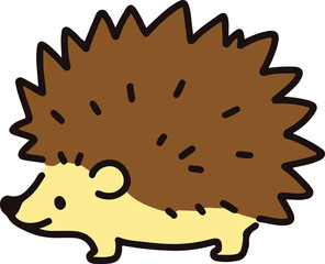 Outlined simple and cute brown hedgehog