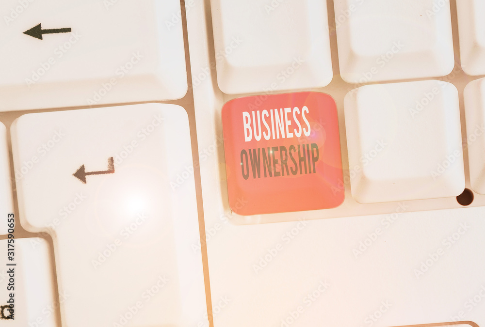 Poster word writing text business ownership. business photo showcasing control or to dictate the operations