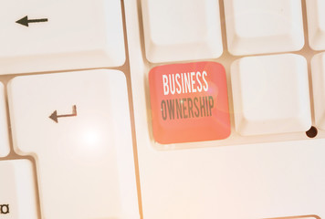 Word writing text Business Ownership. Business photo showcasing control or to dictate the...