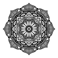 Decorative hand-drawn round pattern in the form of a mandala