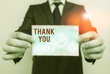 Word writing text Thank You. Business photo showcasing polite expression used when acknowledging...