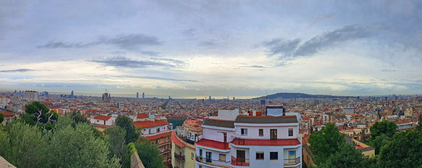 Cityscape of Barcelona from Guell viewpoint