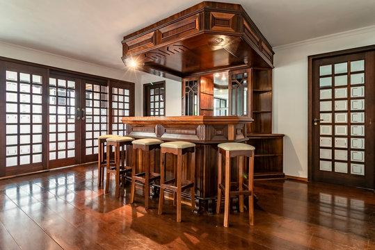 Interior Of Home With A Fancy Living Room With A Bar