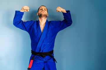Brazilian jiu jitsu bjj caucasian athlete instructor professor or fighter standing in front of the...