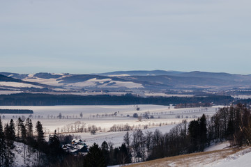 Snowy countryside in the Czech Republic.