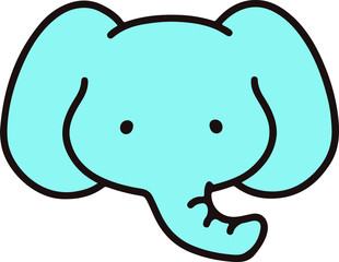 Outlined simple and cute blue elephant face
