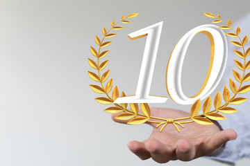 10 Anniversary 3d numbers. Poster template for Celebrating 10th anniversary event party.