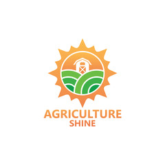 Agriculture Sun Shine Logo Template Design