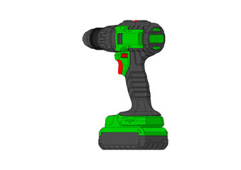 Wireless Drill Colored with Shadow Vector