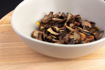 Dried mushrooms on the table