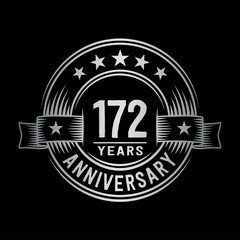172 years anniversary celebration logotype. Vector and illustration.