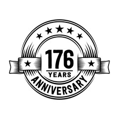 176 years anniversary celebration logotype. Vector and illustration.