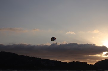 Parasailing at Patong Phuket Thailand at Sunset beautiful colours