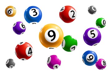 Bingo, lotto and keno lottery balls with numbers