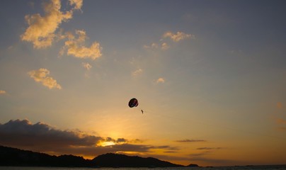 Parasailing at Patong Phuket Thailand at Sunset beautiful colours