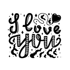 I love You Hand Drawn Lettering for Cards Posters Banners Prints