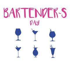 Illustration of International Bartender's Day for your design. 6 february. Barman`s day. 