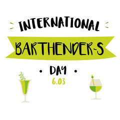 Illustration of International Bartender's Day for your design. 6 february. Barman`s day. 
