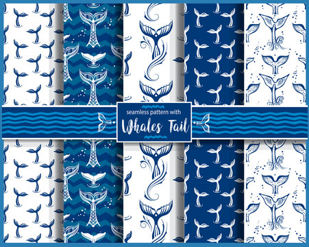 Seamless pattern with Whales Tail