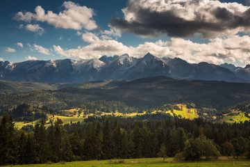 Autumn in Spisz in Poland and Slovakia with view to Tatra Mountains 
