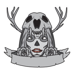 Day of the dead girl with skull