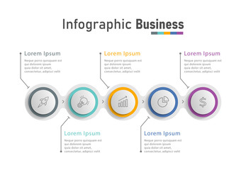 Vector illustration Infographic design template with icons and 5 options or steps. Can be used for process, presentations, layout, banner,info graph.