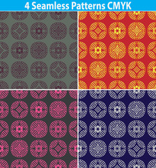 Pack of 4 seamless patterns suitable for wallpaper, textile fabric, gift wrap paper, curtains and tablecloth