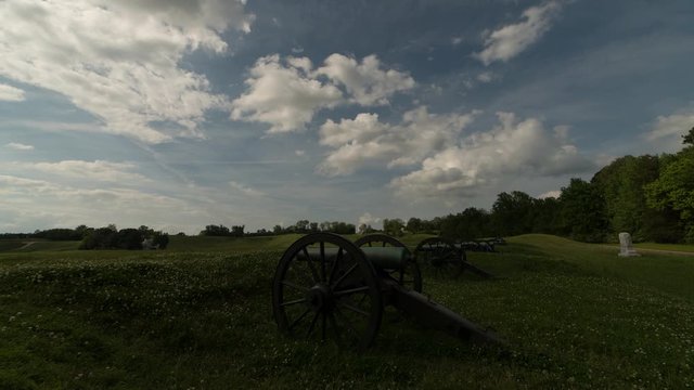 timelapse of Vicksburg National Military Park and National Cemetery, Vicksburg, Mississippi  - honoring memory of Civil War