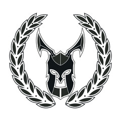 icon laurel wreath, warrior head, spotrs design - vector illustration Blac