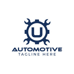 Automotive letter U Logo Design Vector Template. Motor Business Alphabet Design U Vector Illustration