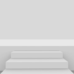Obraz premium 3d gray white stage podium scene minimal studio background. Abstract 3d geometric shape object illustration render. Display for online business product.