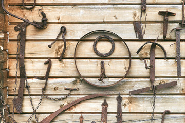 Old rusty labor tools. Old German tools dug from the ground