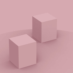 3d violet mauve cube and box podium minimal scene studio background. Abstract 3d geometric shape object illustration render. Natural color tones.
