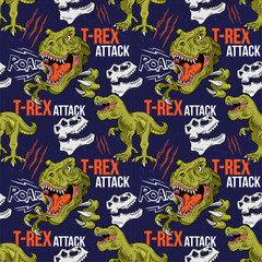 Dinosaurs seamless pattern fashion design 
