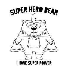 Superhero white bear fashion print design 