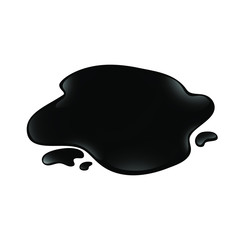 Vector crude oil blob isolated at white background. Black liquid spill.