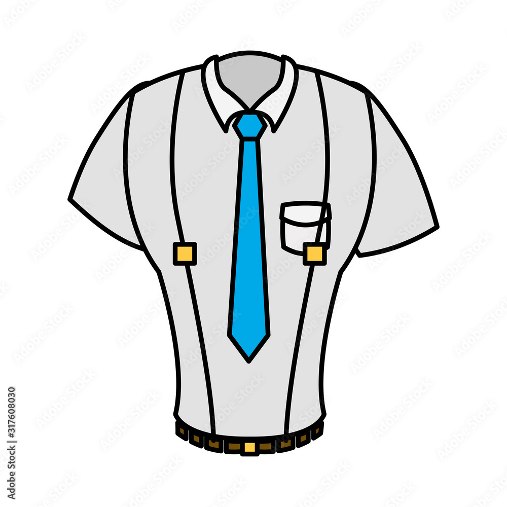 Sticker elegant shirt masculine with necktie and loaders