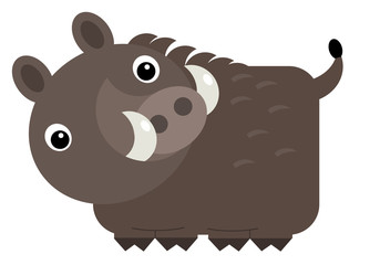 cartoon scene with cheerful boar on the white background illustration for children