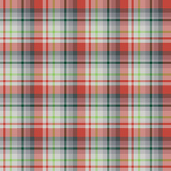Seamless pattern in grey, green and bright red colors for plaid, fabric, textile, clothes, tablecloth and other things. Vector image.